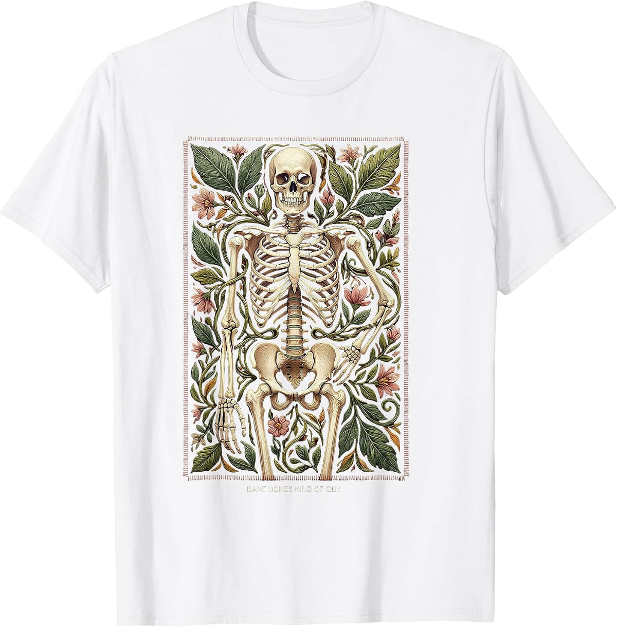 Men's Bare Bones Kind of Guy Skeleton Graphic Design T-Shirt - White