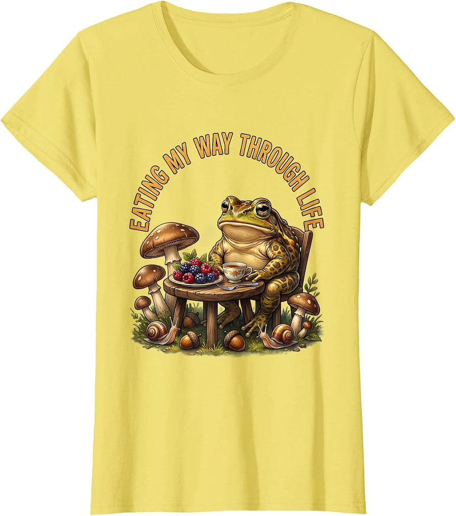 Eating My Way Through Life Foodie Design T-Shirt - Lemon Yellow