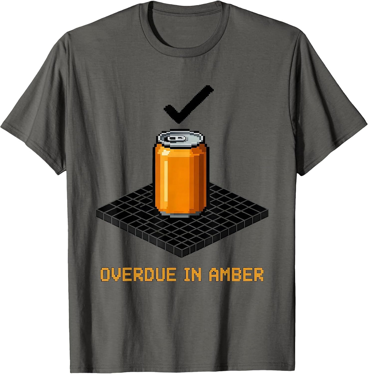 Men's Overdue In Amber Funny Pixel Art Beer Lover Labor Day T-Shirt - Asphalt Grey