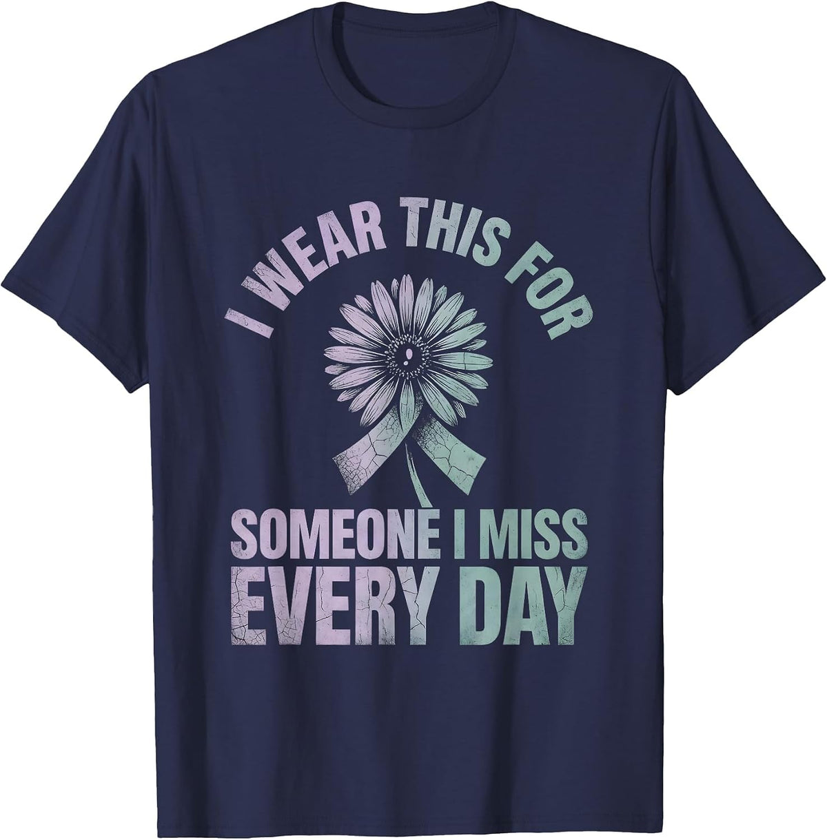I Wear This For Someone I Miss Every Day Boho Semicolon T-Shirt - Navy Blue