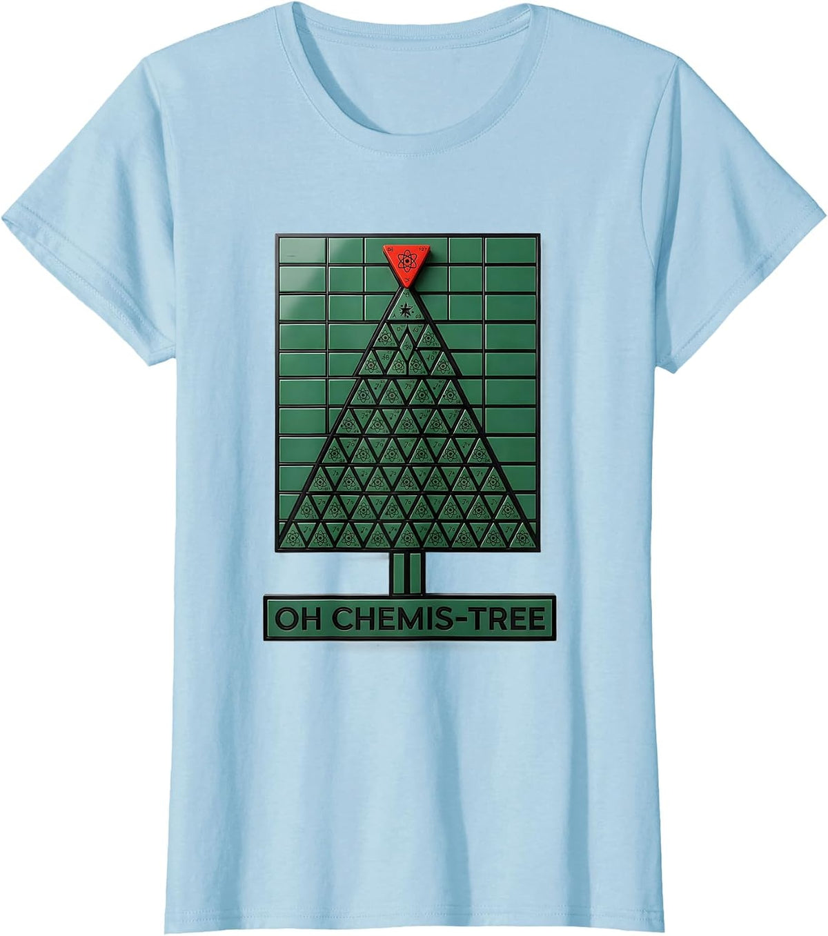 Women's Oh Chemis-Tree Geometric Science Humor Chemistry Teacher T-Shirt - Baby Blue