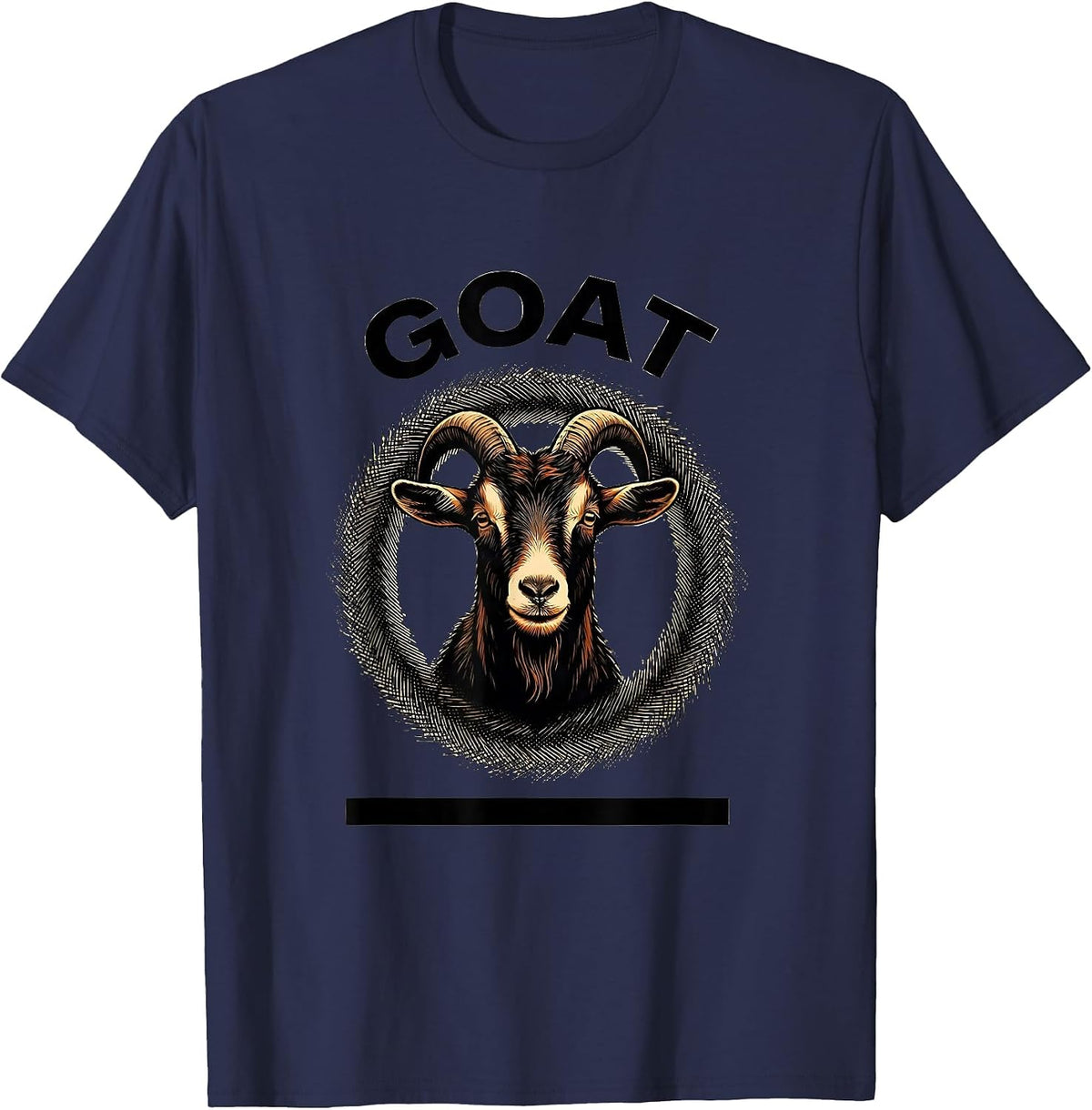 Men's Goat Minimalist Badge Patch Line Art Animal T-Shirt - Navy Blue