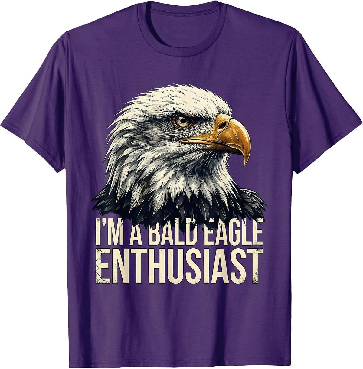 Men's I'm A Bald Eagle Enthusiast Vintage Retro Patriotic Novelty T-Shirt - Purple