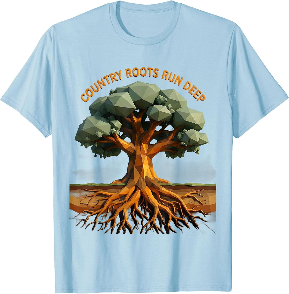 Men's Country Roots Run Deep Patriotic Pride Design T-Shirt - Baby Blue