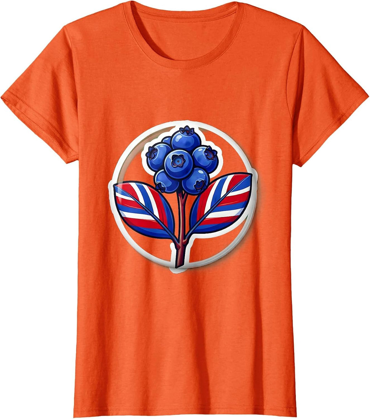 Red White Blue Blueberry Plant Patriotic Design T-Shirt - Orange