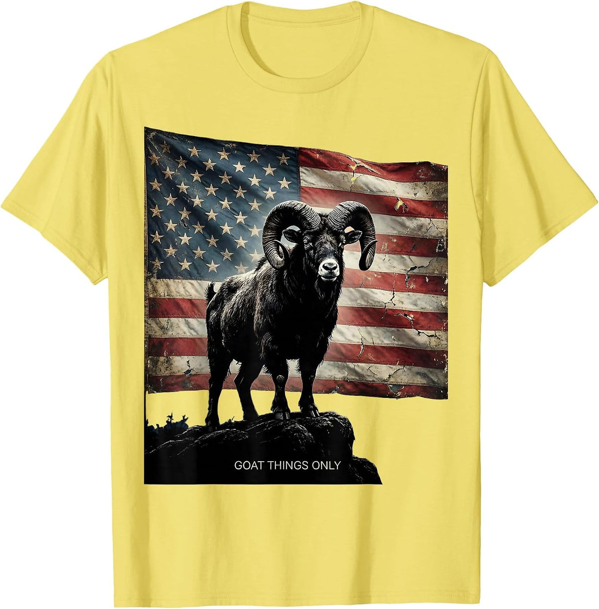Men's Goat Things Only Funny Goat Lover Design T-Shirt - Lemon Yellow