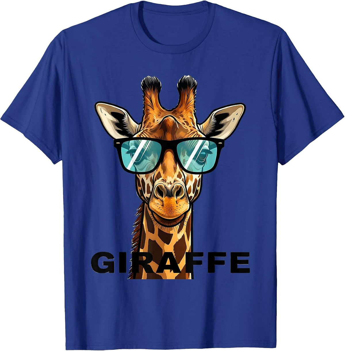 Men's GIRAFFE Cartoon College Mascot Sunglasses Team Fan T-Shirt - Royal Blue