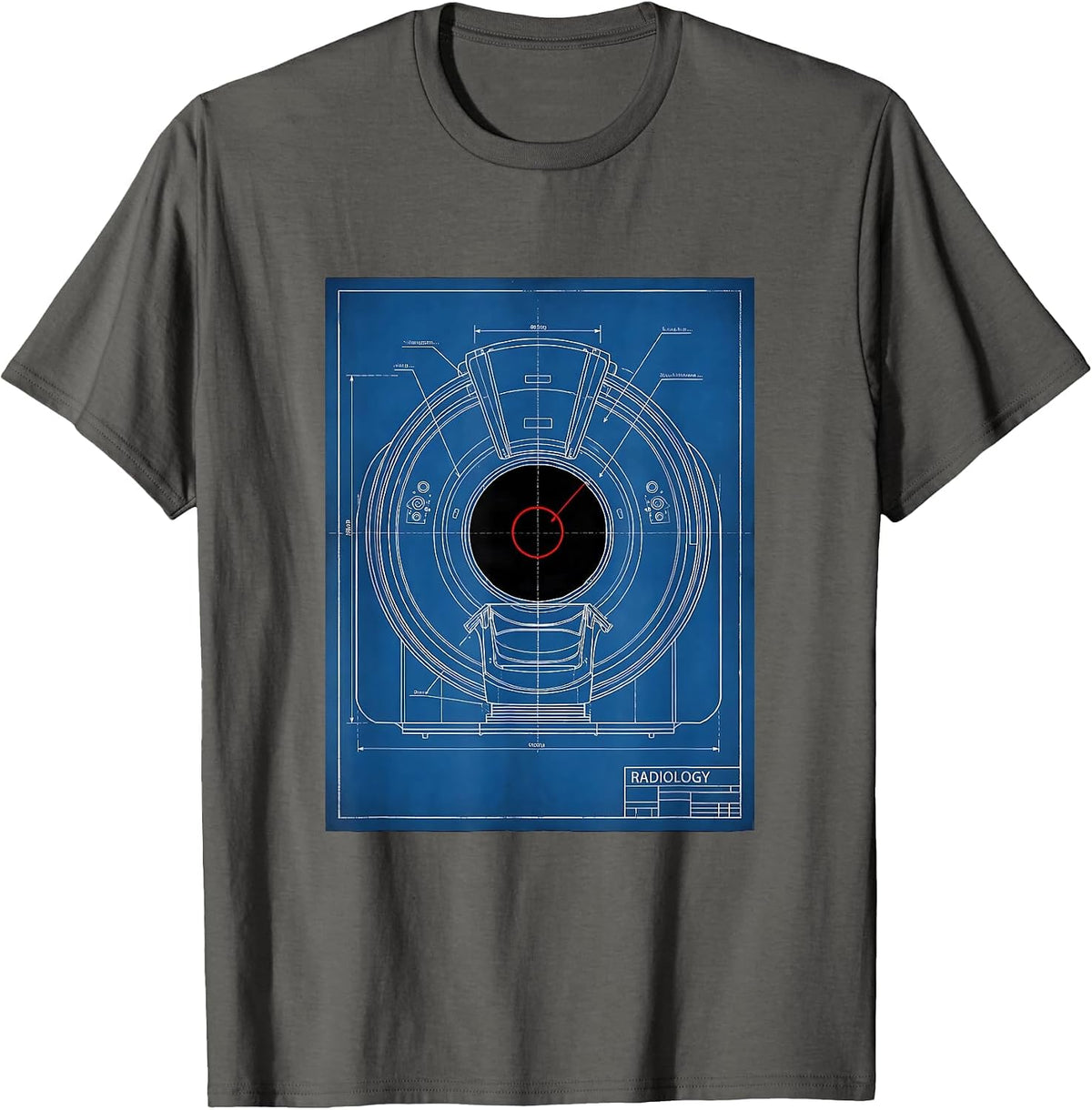 Men's RADIOLOGY Technical Blueprint Radiology Tech Coquette Cute T-Shirt - Asphalt Grey