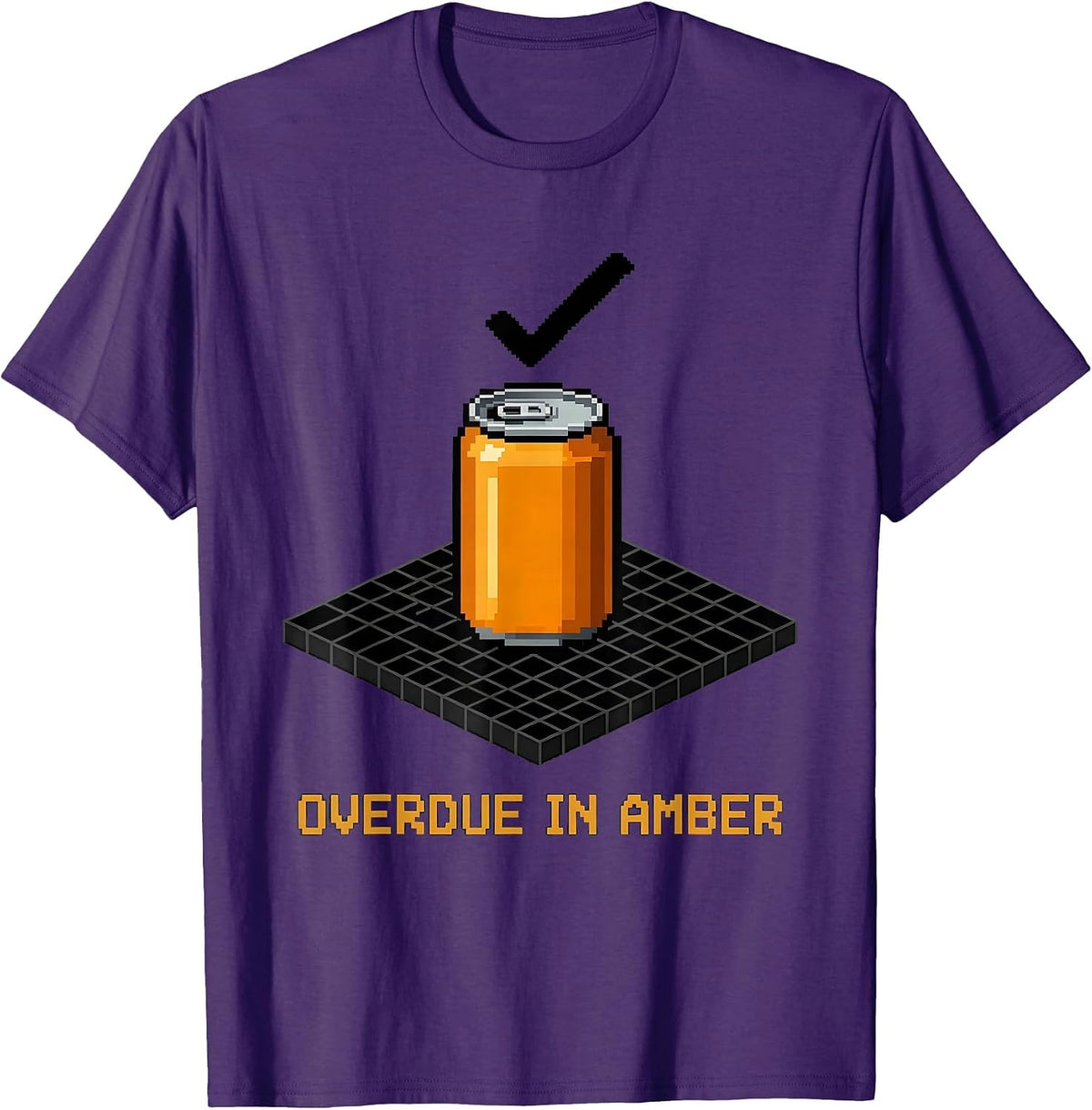 Men's Overdue In Amber Funny Pixel Art Beer Lover Labor Day T-Shirt - Purple