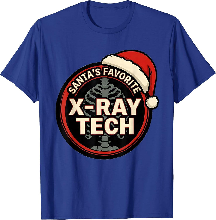 Men's Santa's Favorite X-Ray Tech Funny Radiology Tech Christmas T-Shirt - Royal Blue