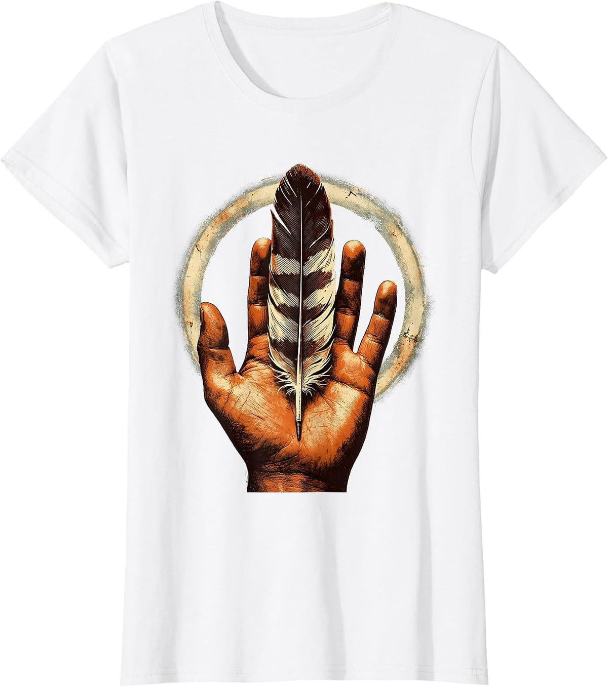 Orange Shirt Day Eagle Feather Open Palm Illustration T-Shirt - White