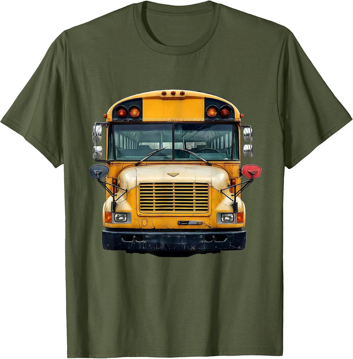 School Bus Driver Distressed Funny Halloween Costume T-Shirt - Olive Green