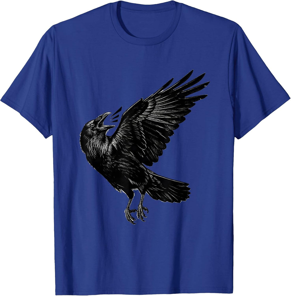 Flying Crow Dismissive Barrier Scratchboard Dark Humor T-Shirt - Royal Blue