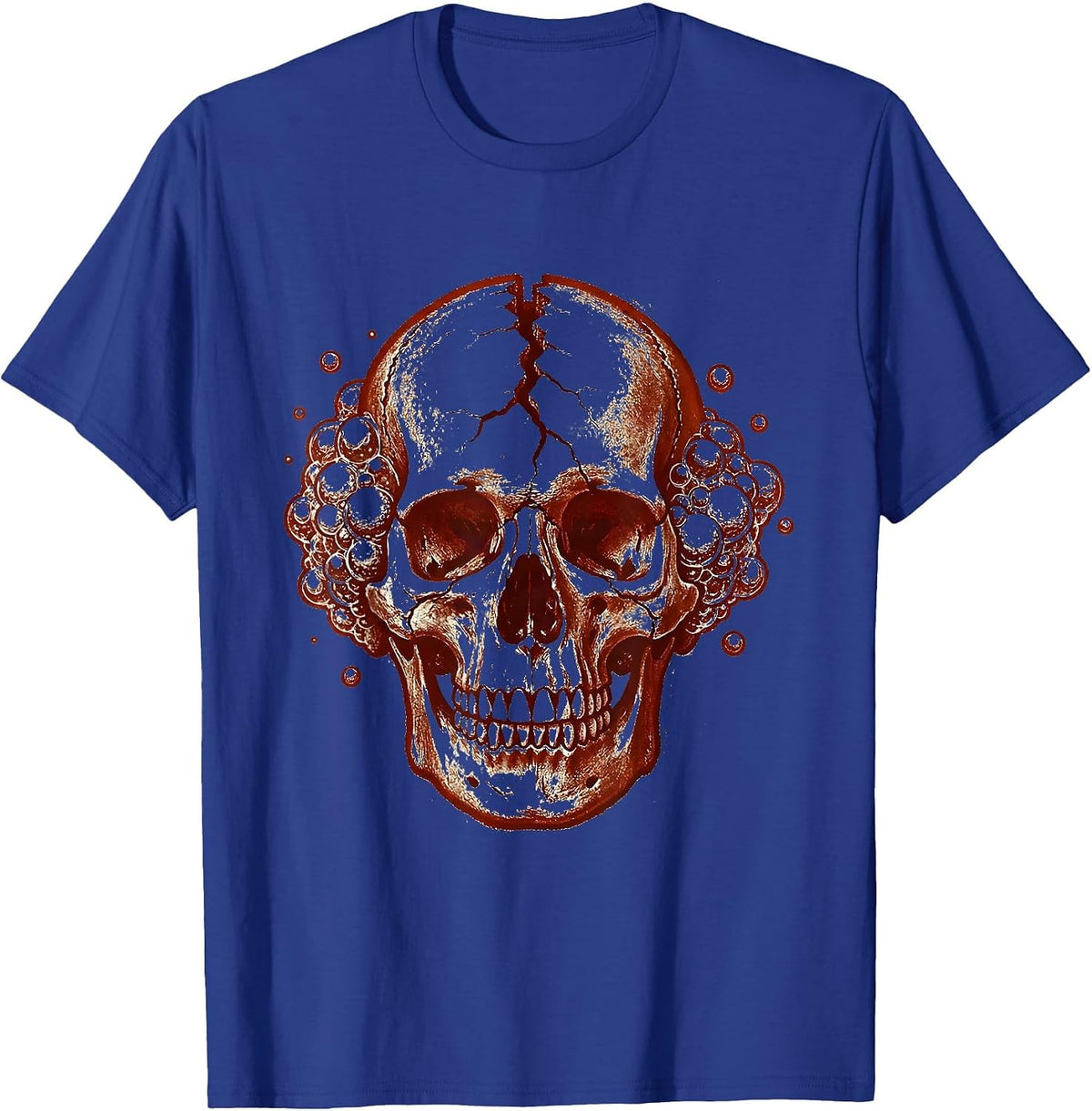Rabies Skull Foaming Bubbles Dark Graphic T-Shirt - Royal Blue
