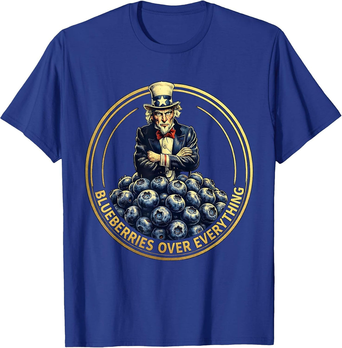 Red White and Blueberries Patriotic Fruit Design T-Shirt - Royal Blue