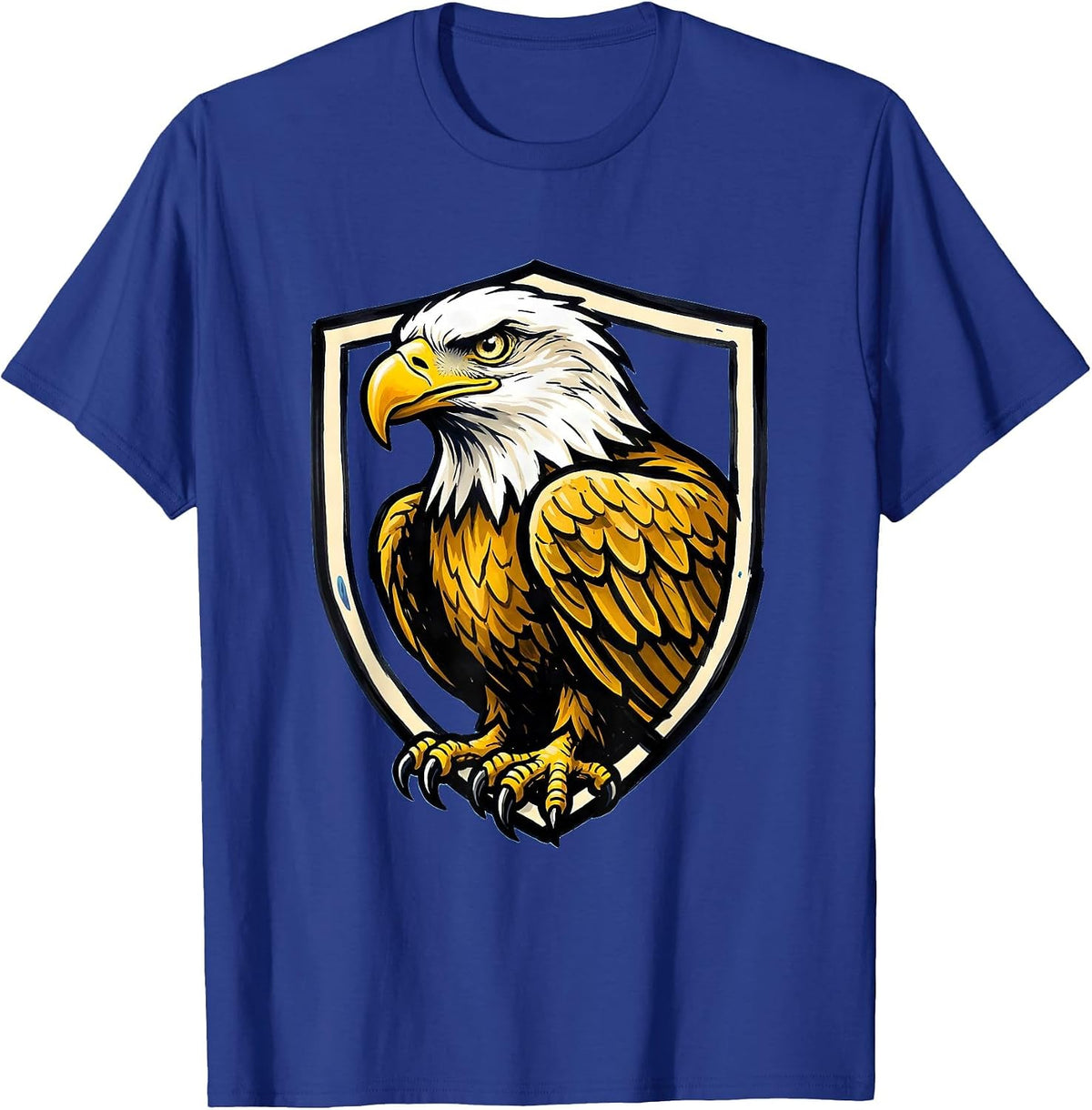 Men's Bald Eagle Shield Mascot Fan Family Pride T-Shirt - Royal Blue