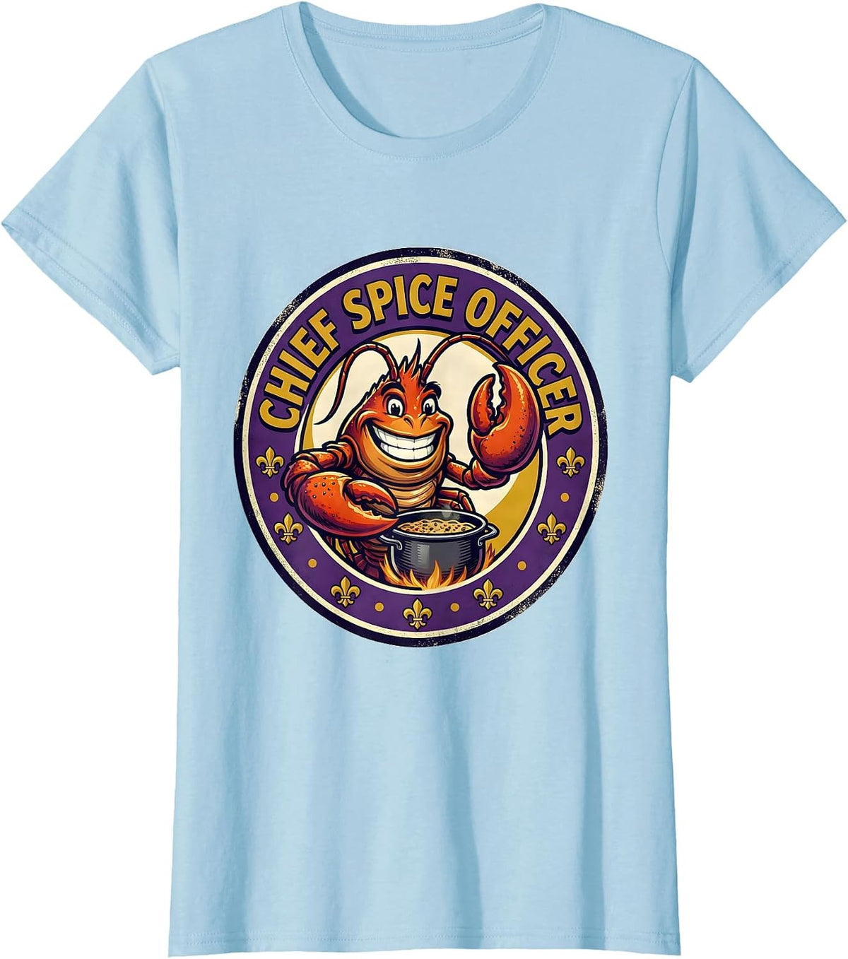 Chief Spice Officer Retro Advertising Mascot Mardi Gras T-Shirt - Baby Blue