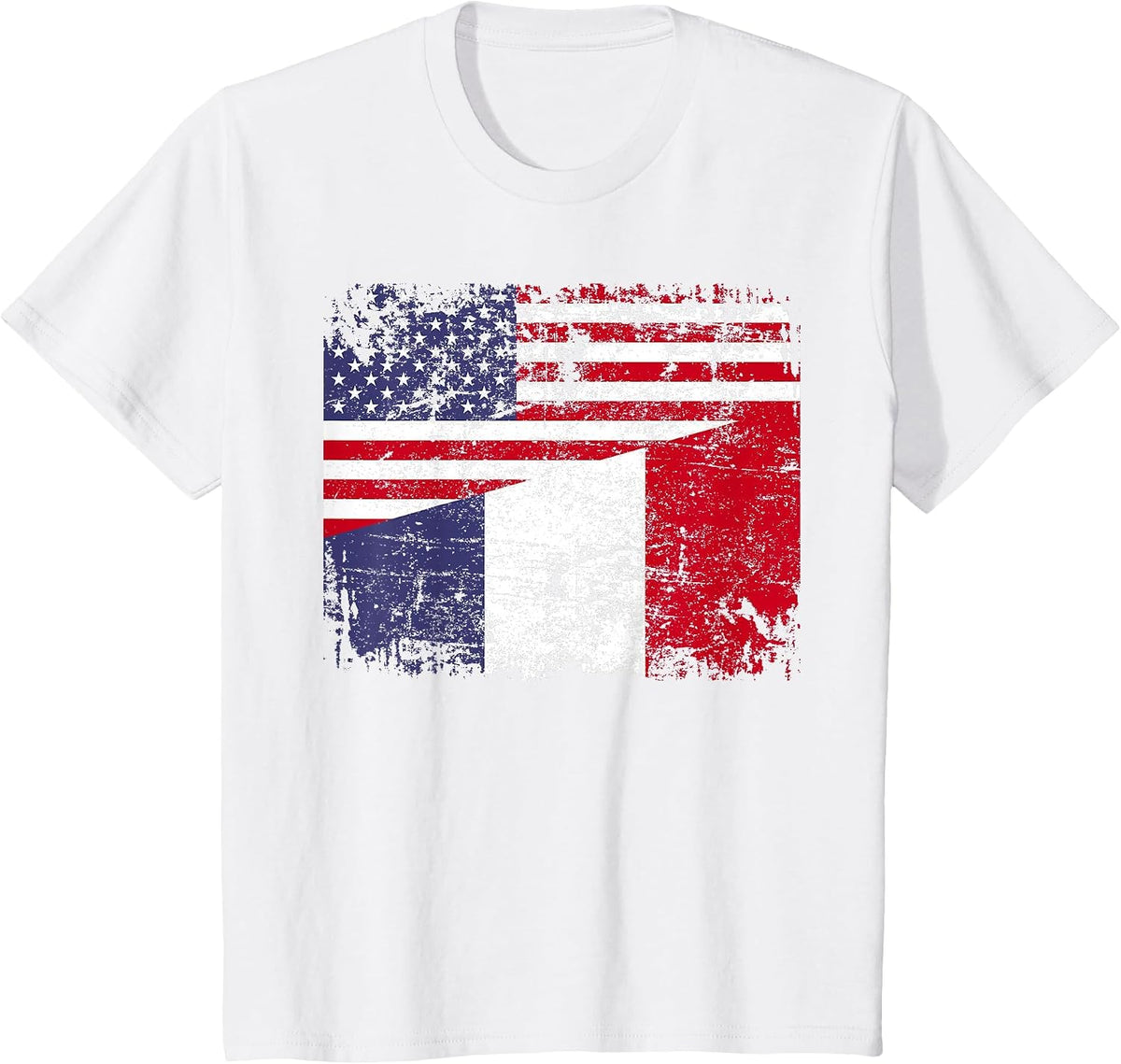 French Roots | Half American Flag | USA France Flag T-Shirt - White