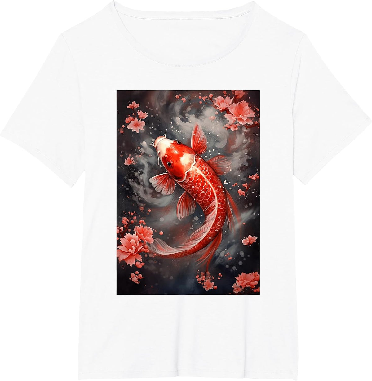 Koi Fish Japanese Cherry Blossom Nishikigoi Art T-Shirt - White
