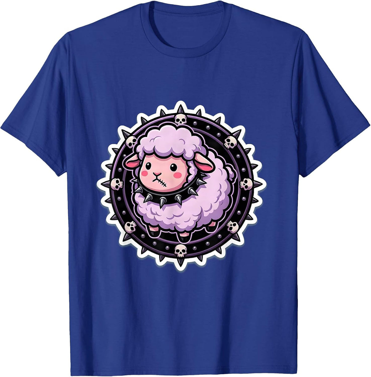 Men's Cute But Dangerous Lamb Spiked Collar Graphic T-Shirt - Royal Blue