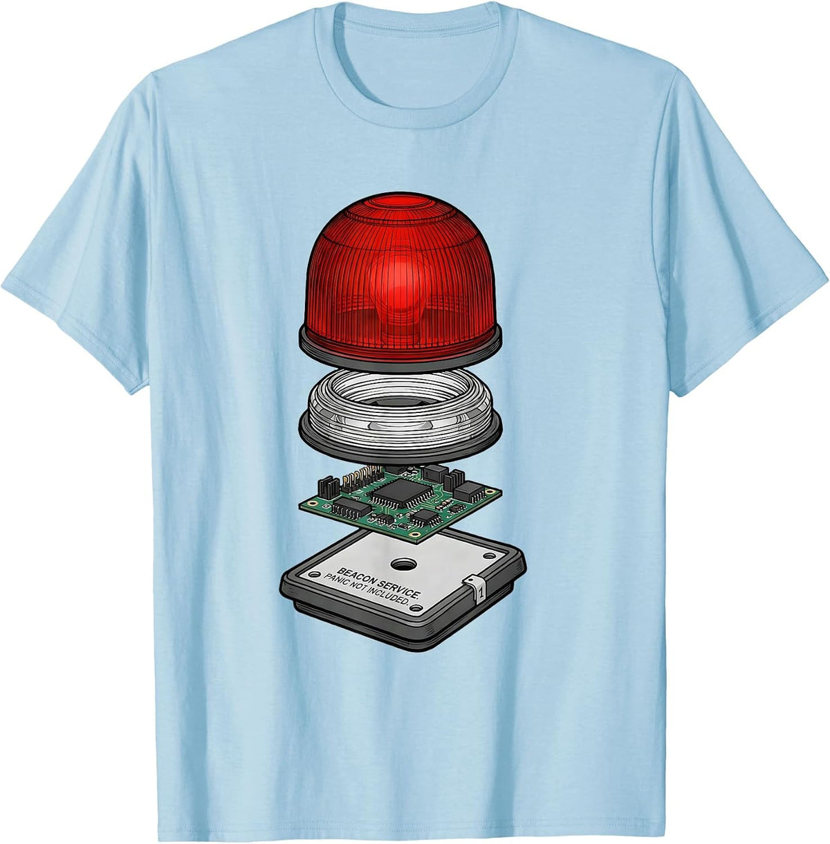 Men's Beacon Service Panic Not Included Funny EMT Paramedic Dark T-Shirt - Baby Blue