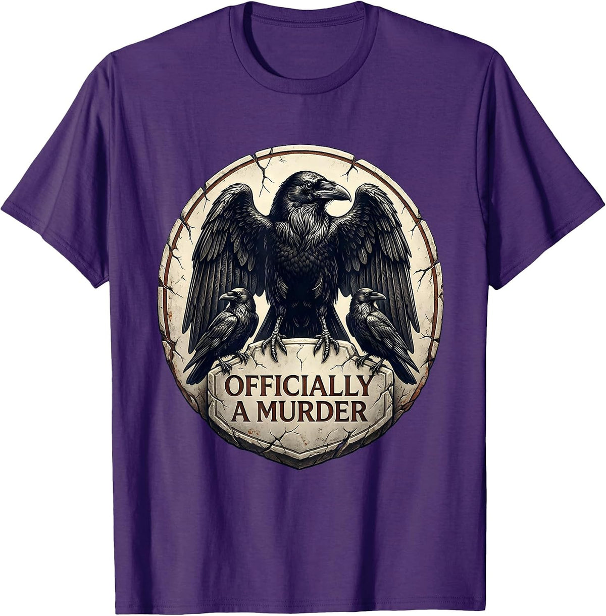 Men's Officially A Murder Dark Humor Crow Gothic Joke T-Shirt - Purple