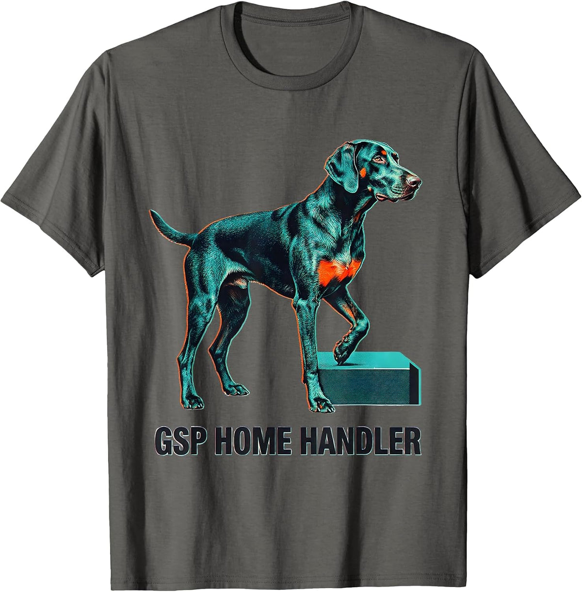 Men's GSP Home Handler Funny German Shorthaired Pointer Dog Lover T-Shirt - Asphalt Grey