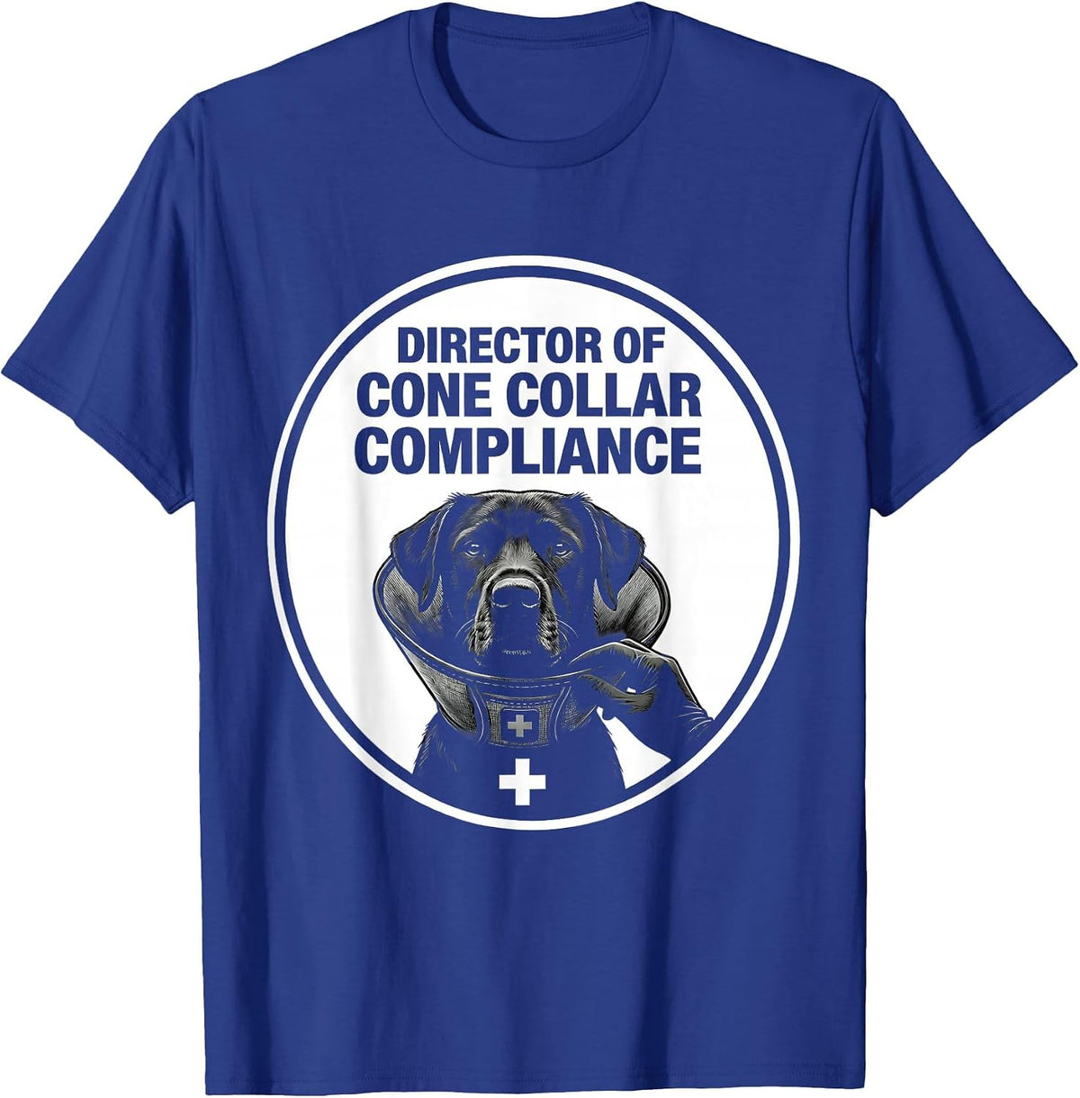 Men's Director Of Cone Collar Compliance Funny Veterinarian Vet T-Shirt - Royal Blue