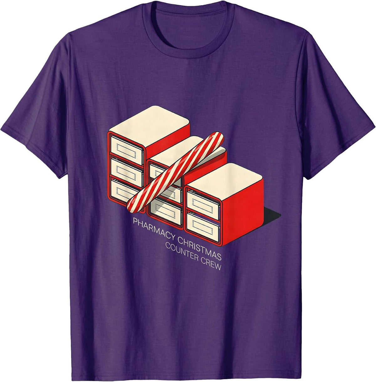 Men's Pharmacy Christmas Counter Crew Funny Pharmacist Tech T-Shirt - Purple