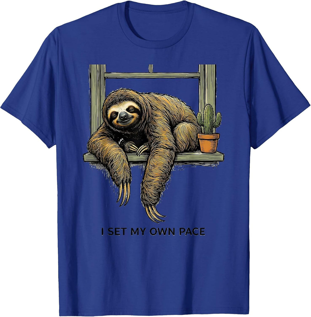 Men's I Set My Own Pace Funny Sloth Lover Animal Humor Gift T-Shirt - Royal Blue