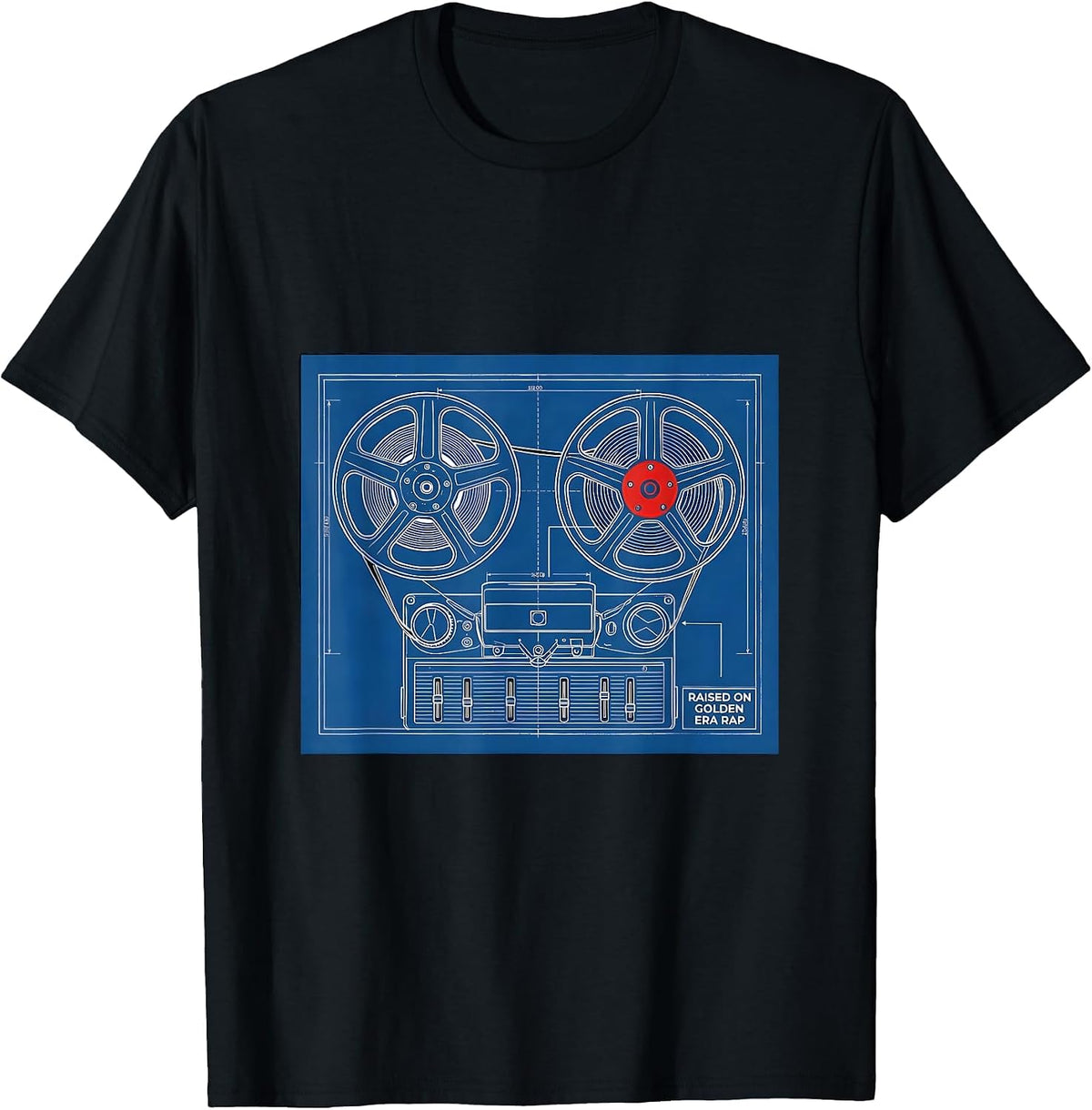 Men's Raised On Golden Era Rap Vintage Hip Hop Cassette Nostalgia T-Shirt - Black