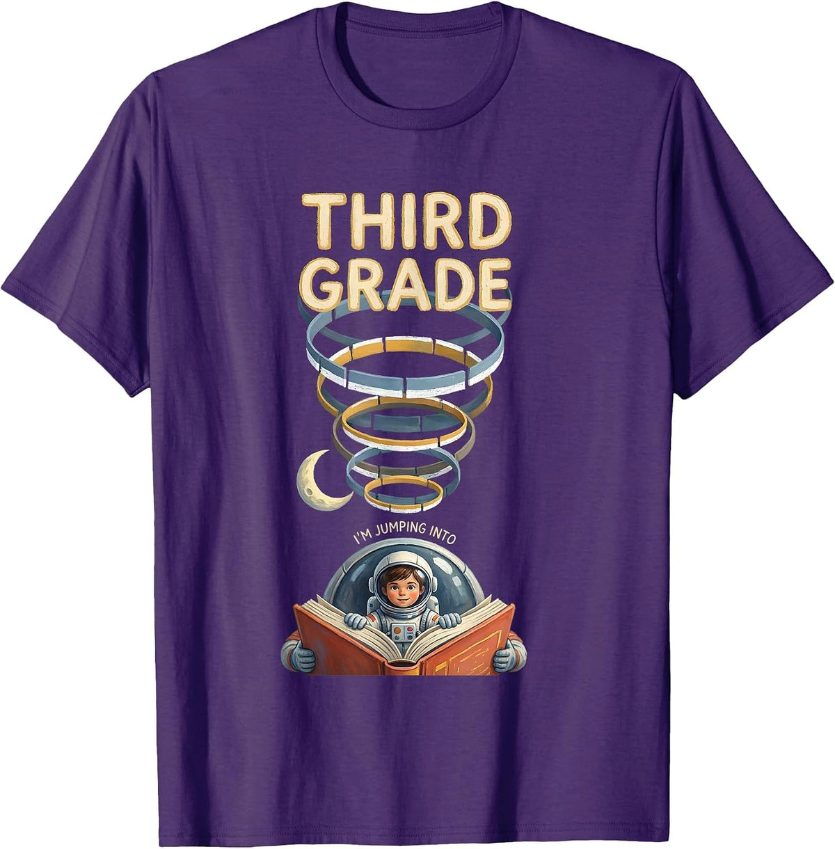 Men's I'm Jumping Into Third Grade Playful Back To School T-Shirt - Purple