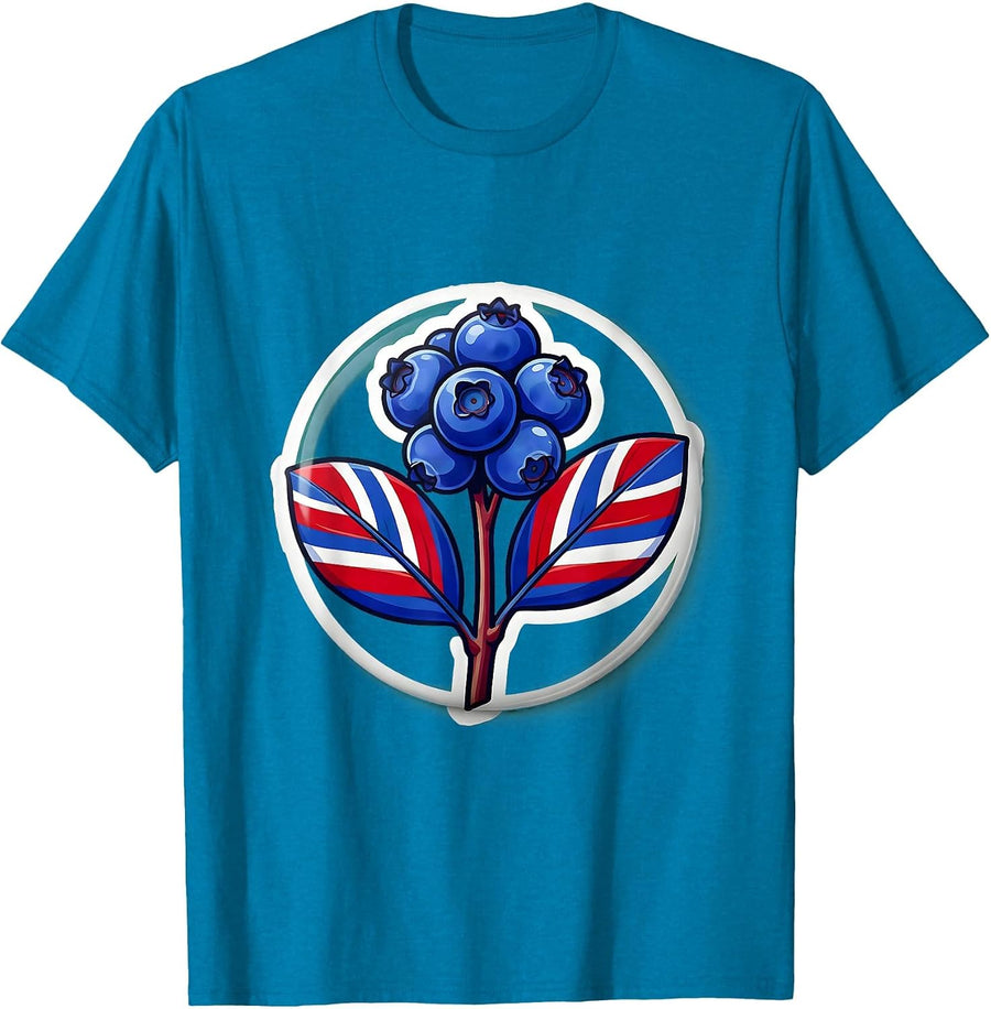 Red White Blue Blueberry Plant Patriotic Design T-Shirt - Sapphire Blue