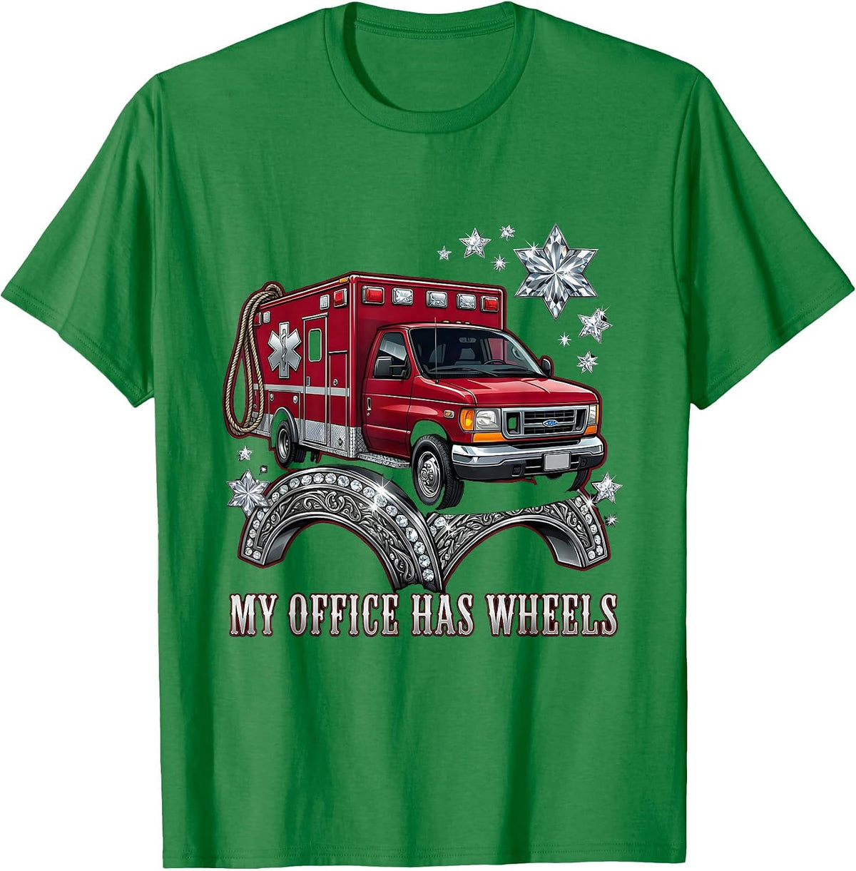 Men's My Office Has Wheels EMT Graphic Design T-Shirt - Kelly Green