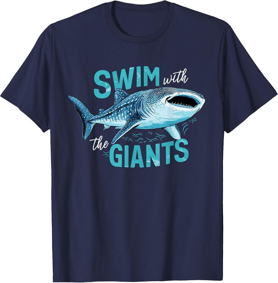 Swim with the Giant Whale Shark T-Shirt - Navy Blue