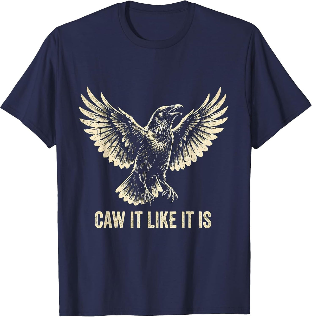 Men's Caw It Like It Is Funny Crow Design T-Shirt - Navy Blue