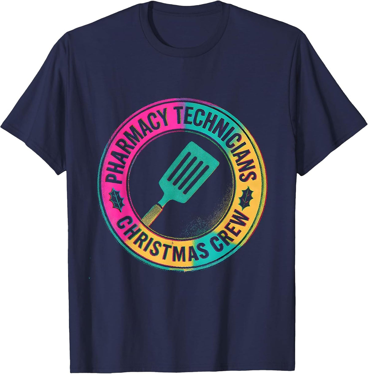 Men's Pharmacy Technicians Christmas Crew Funny Pharmacy Tech T-Shirt - Navy Blue