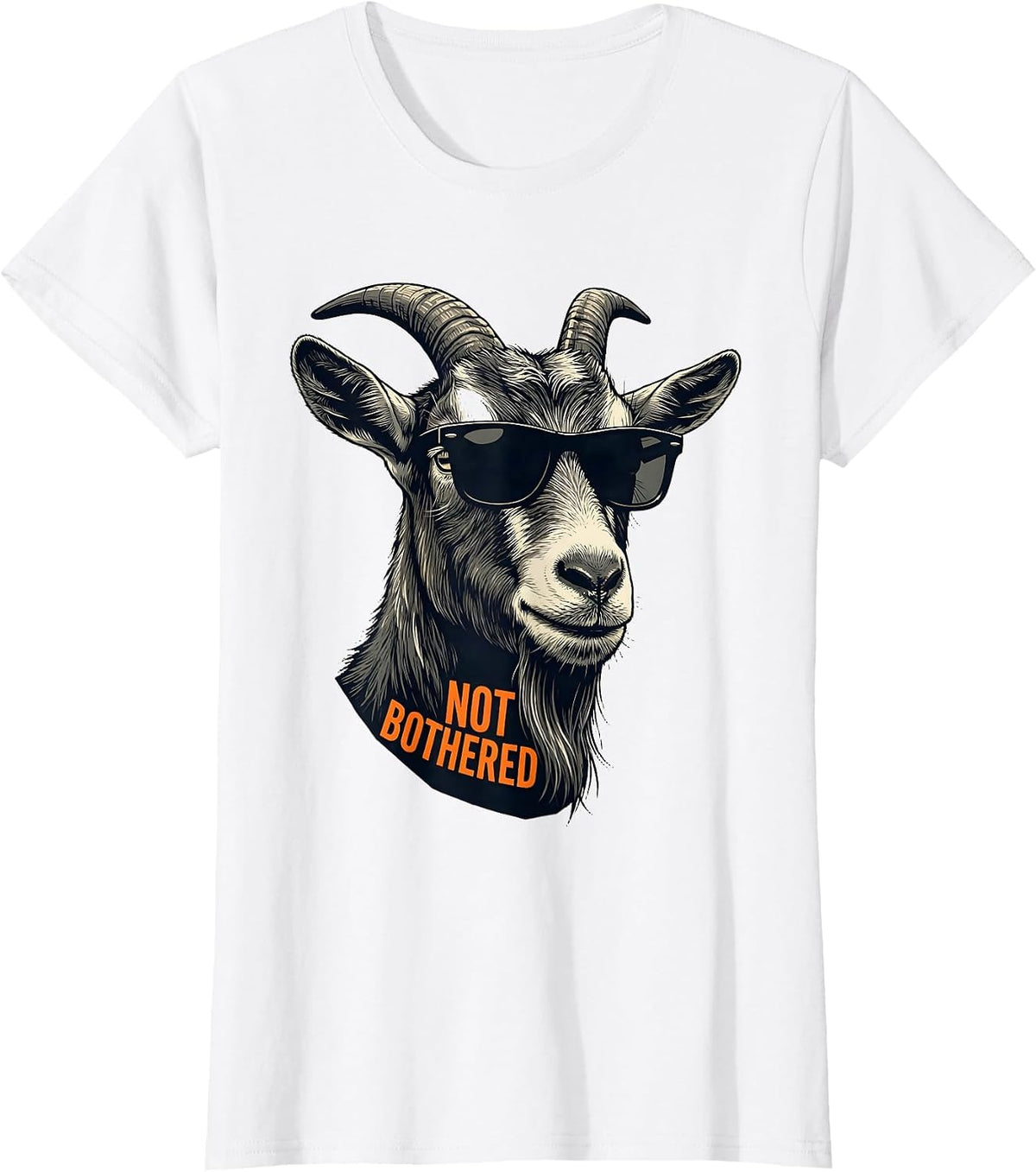 Not Bothered Funny Goat Humor Stencil Graphic Novelty T-Shirt - White