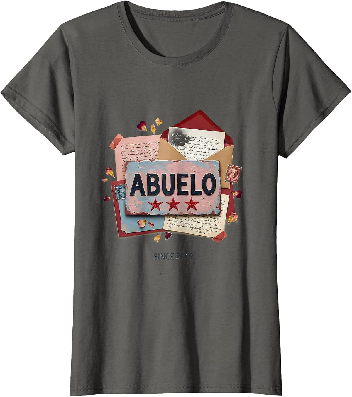 Women's Abuelo Since 2019 Funny Grandpa Birth Announcement T-Shirt - Asphalt Grey