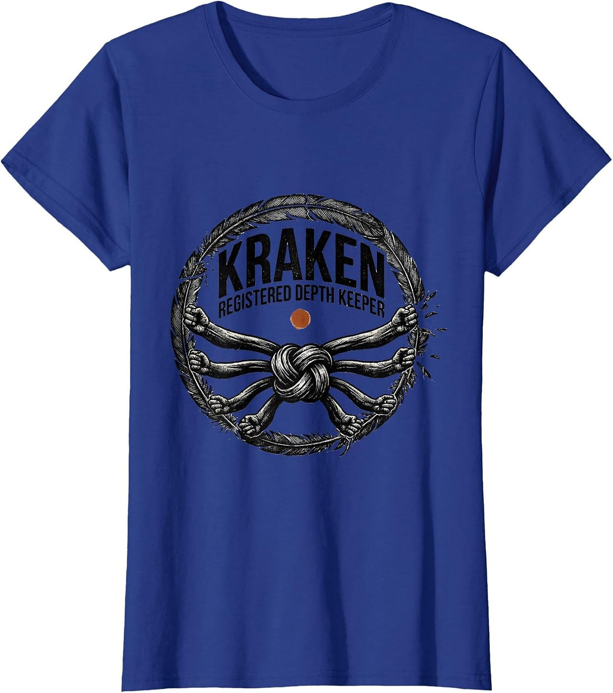 Women's Kraken Registered Depth Keeper Rubber Stamp Octopus Lover T-Shirt - Royal Blue