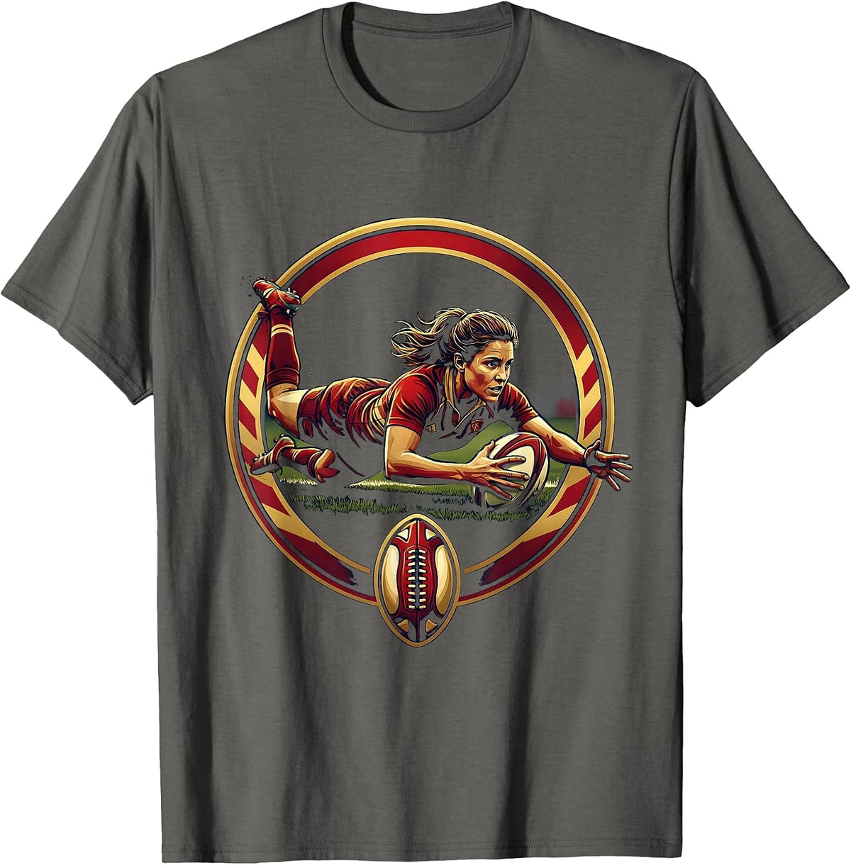 Men's Rugby Try Scorer Graphic Tee T-Shirt - Asphalt Grey