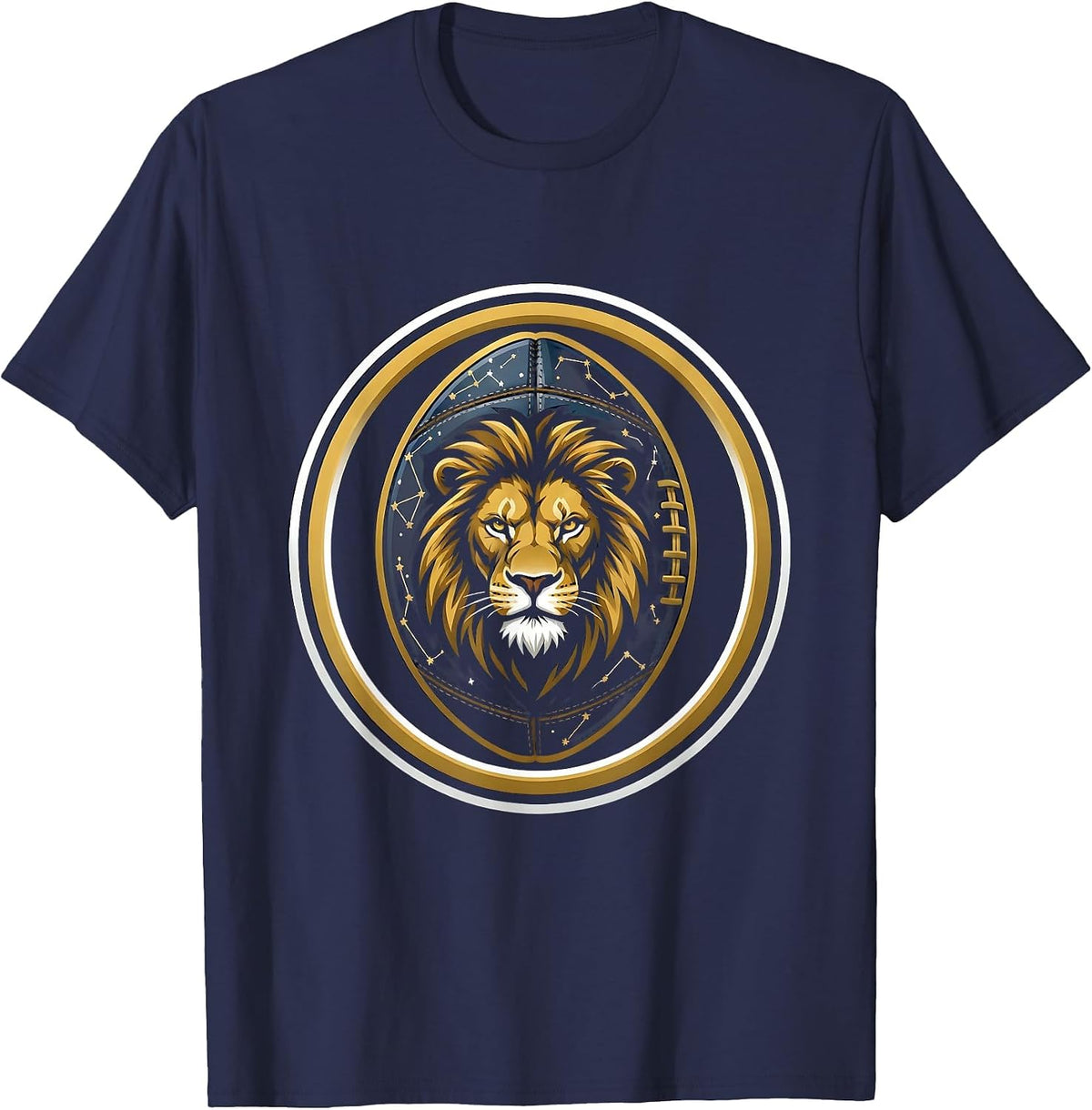 Football Constellation Star Map Graphic T-Shirt - Navy Blue