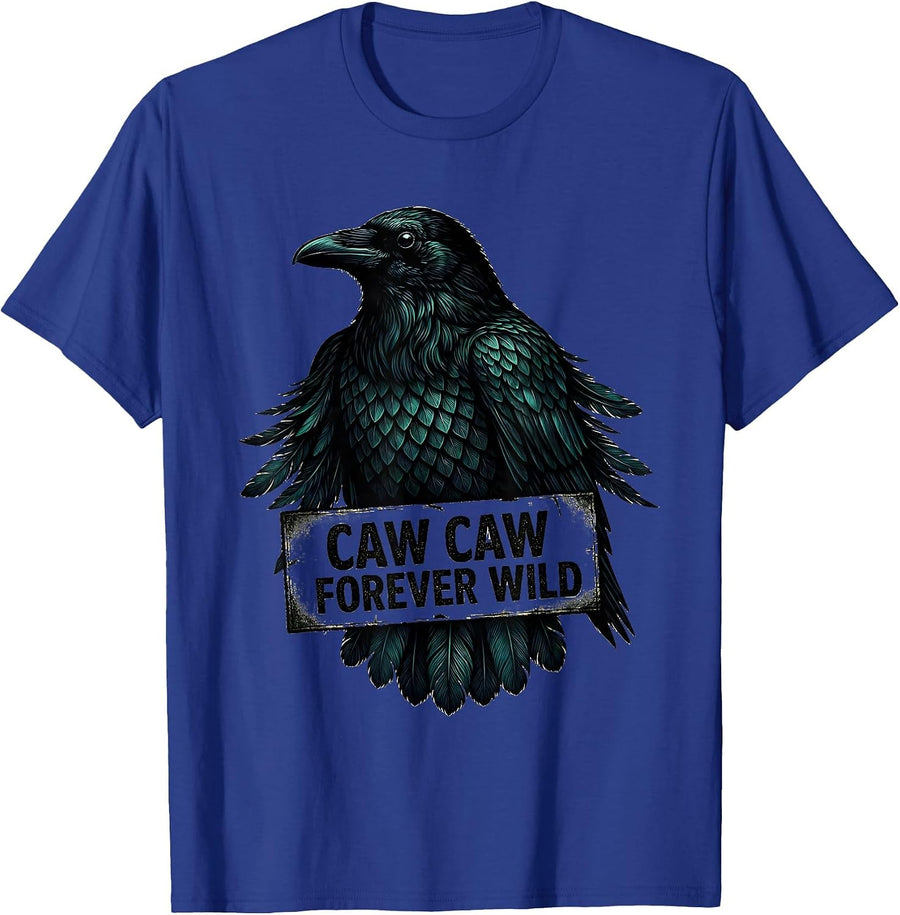 Caw Caw Forever Wild Crow Design T-Shirt - Royal Blue