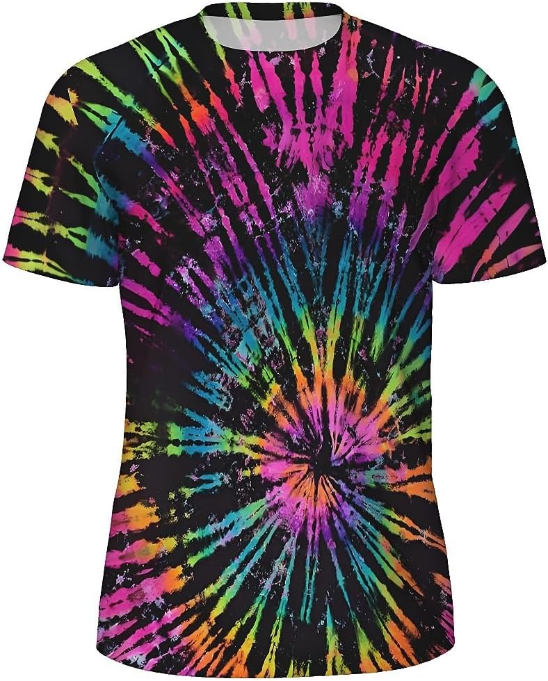 Men's Colorful Dots Graphic T-Shirts Casual Short Sleeve Fashion 3D Printed Tees - Rainbow Tie Dye