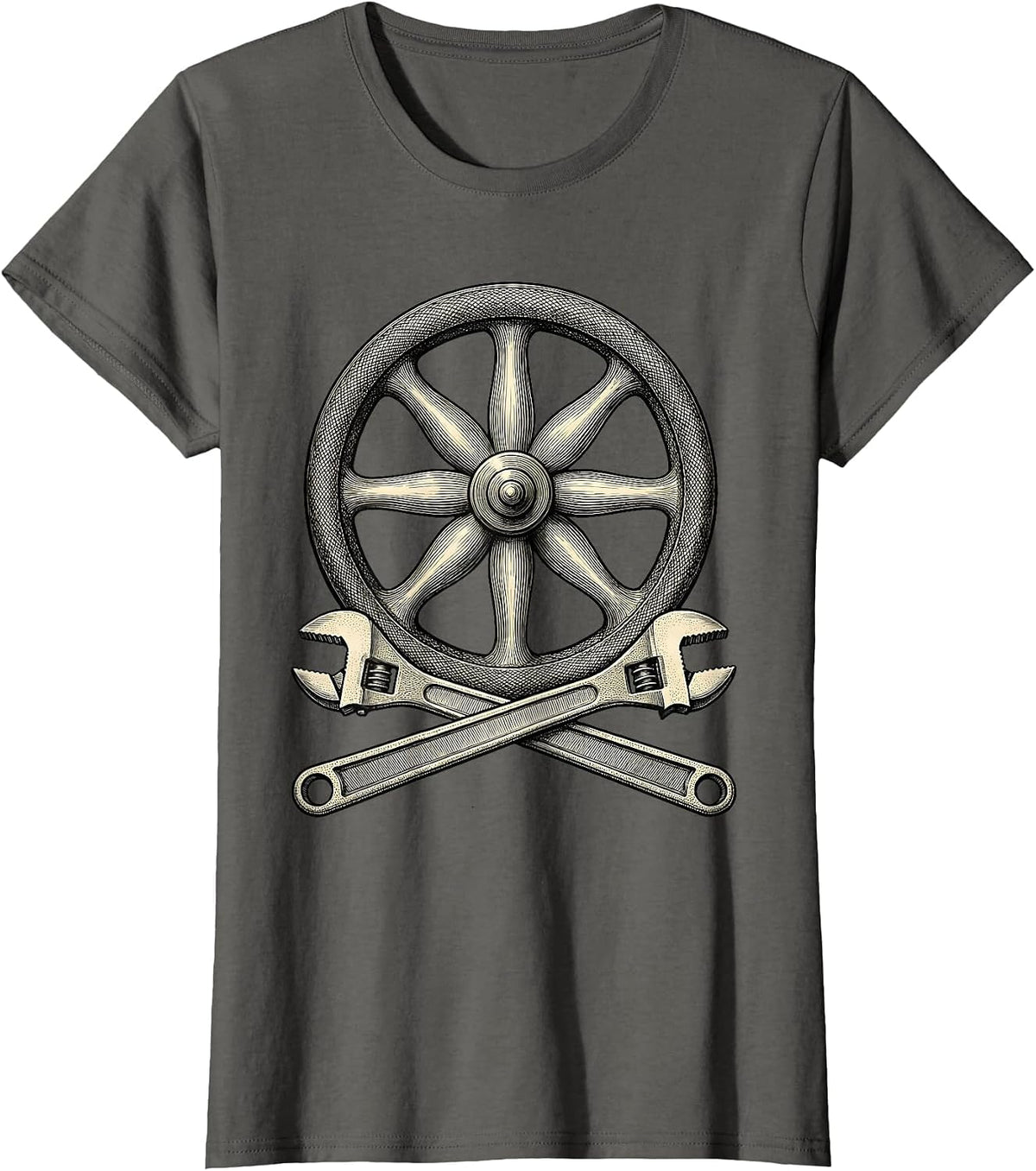 Women's Valve Wheel Plumbers Funny Pipefitter Occupation Humor T-Shirt - Asphalt Grey
