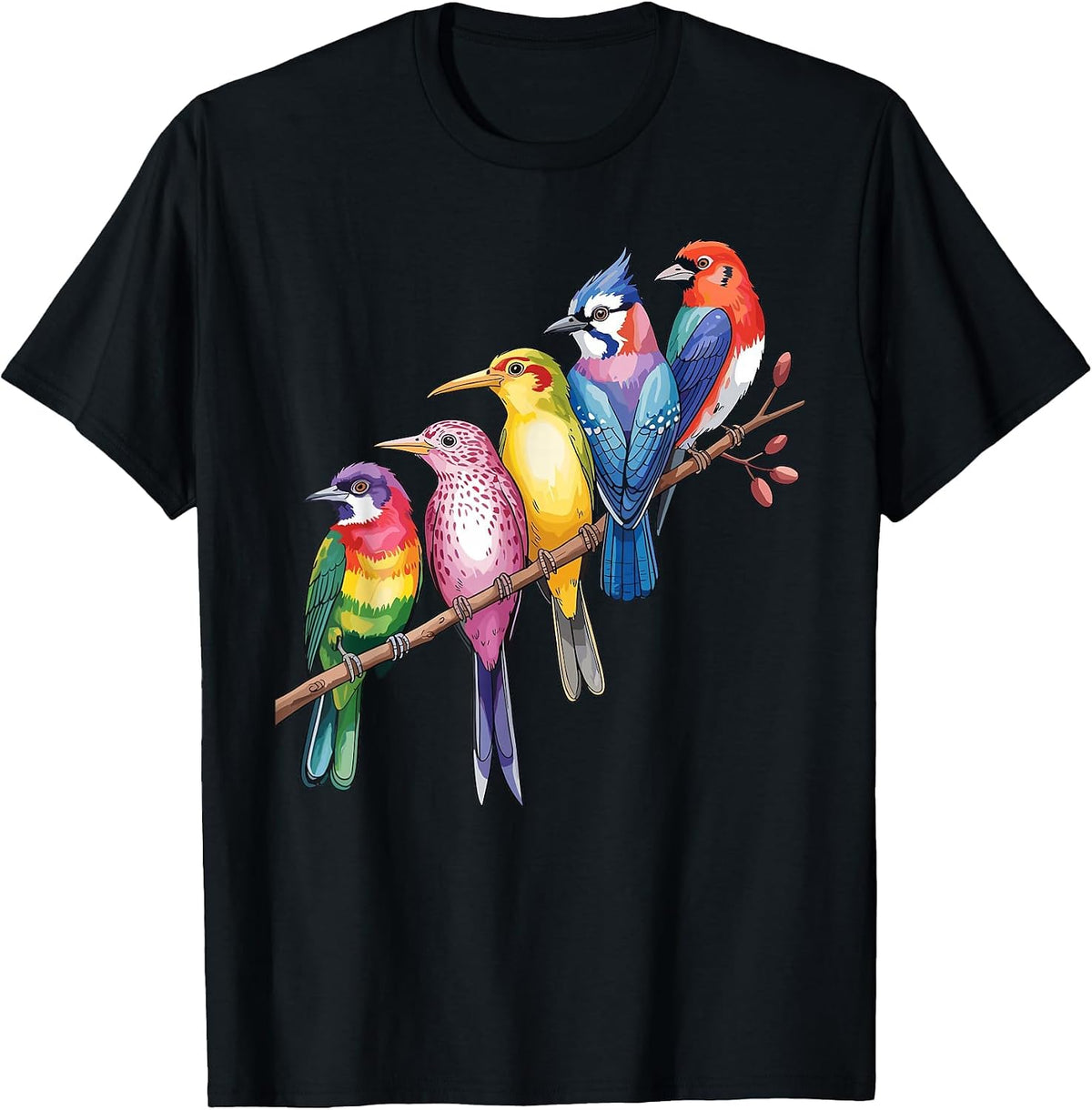 Cute Bird Art for Men Women Nerd Birdwatcher Bird Watching T-Shirt - Black