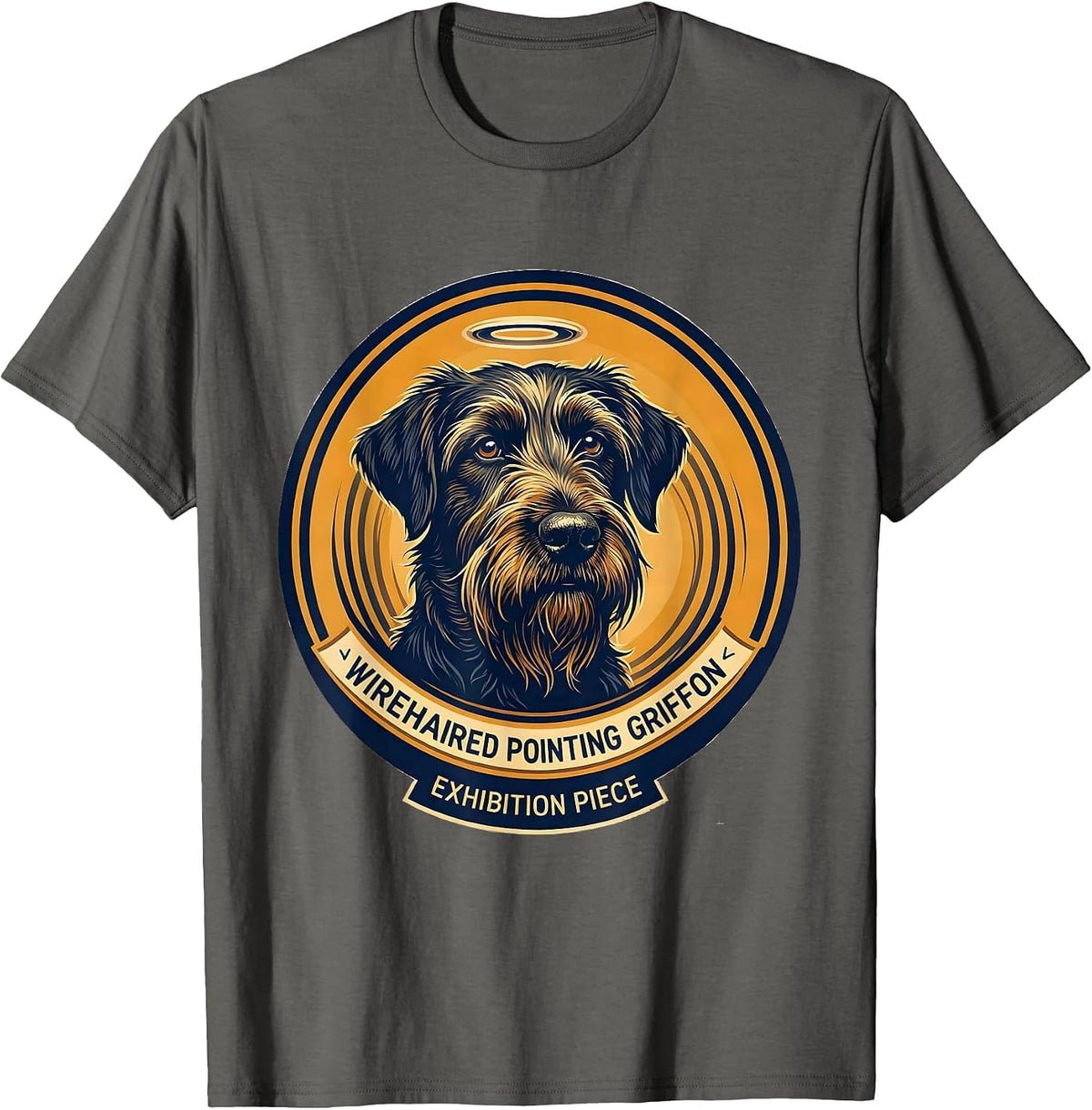 Wirehaired Pointing Griffon, Exhibition Piece Dog Breed T-Shirt - Asphalt Grey