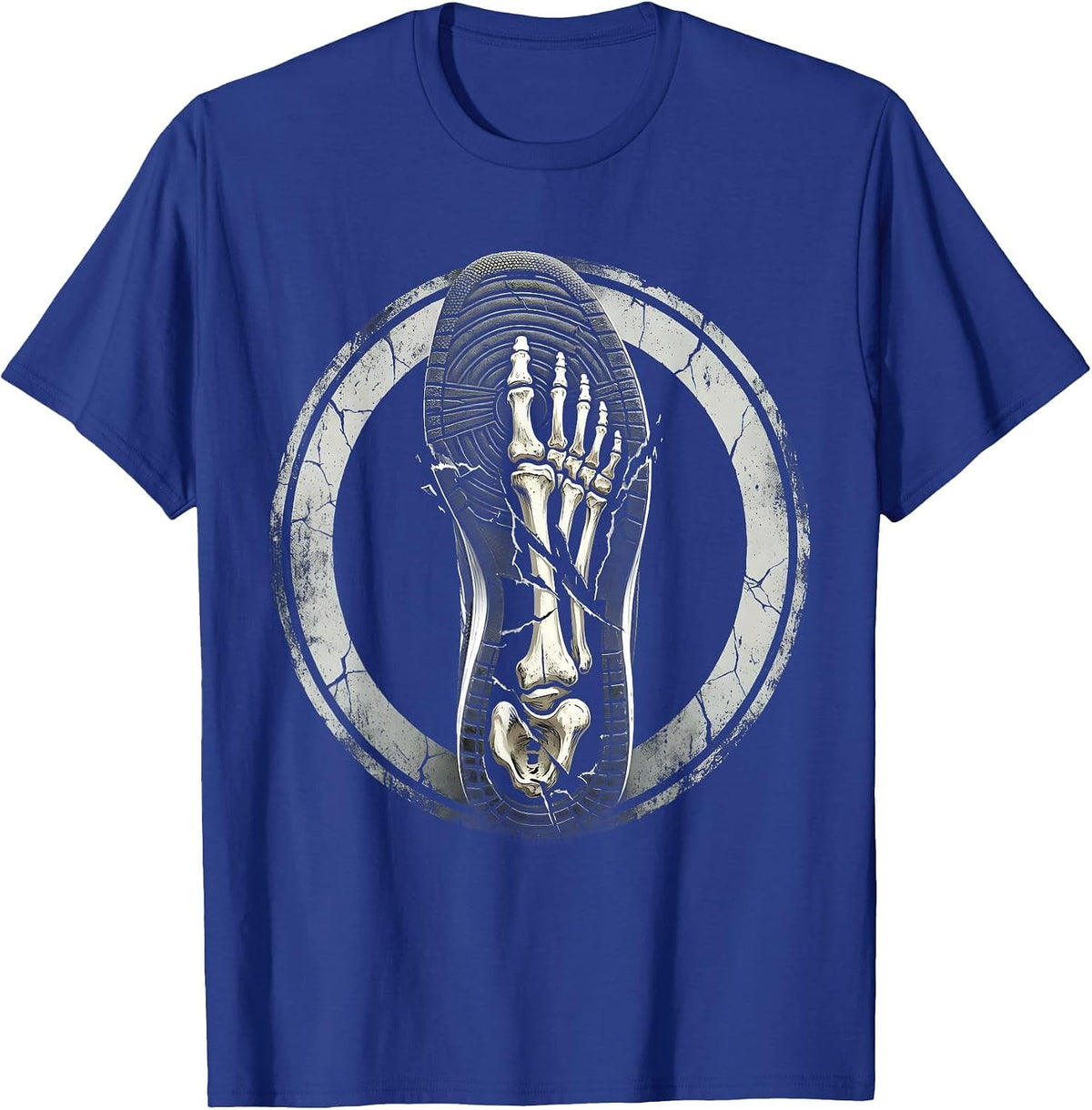 Grunge Worn Sneaker Sole With Exposed Bones T-Shirt - Royal Blue