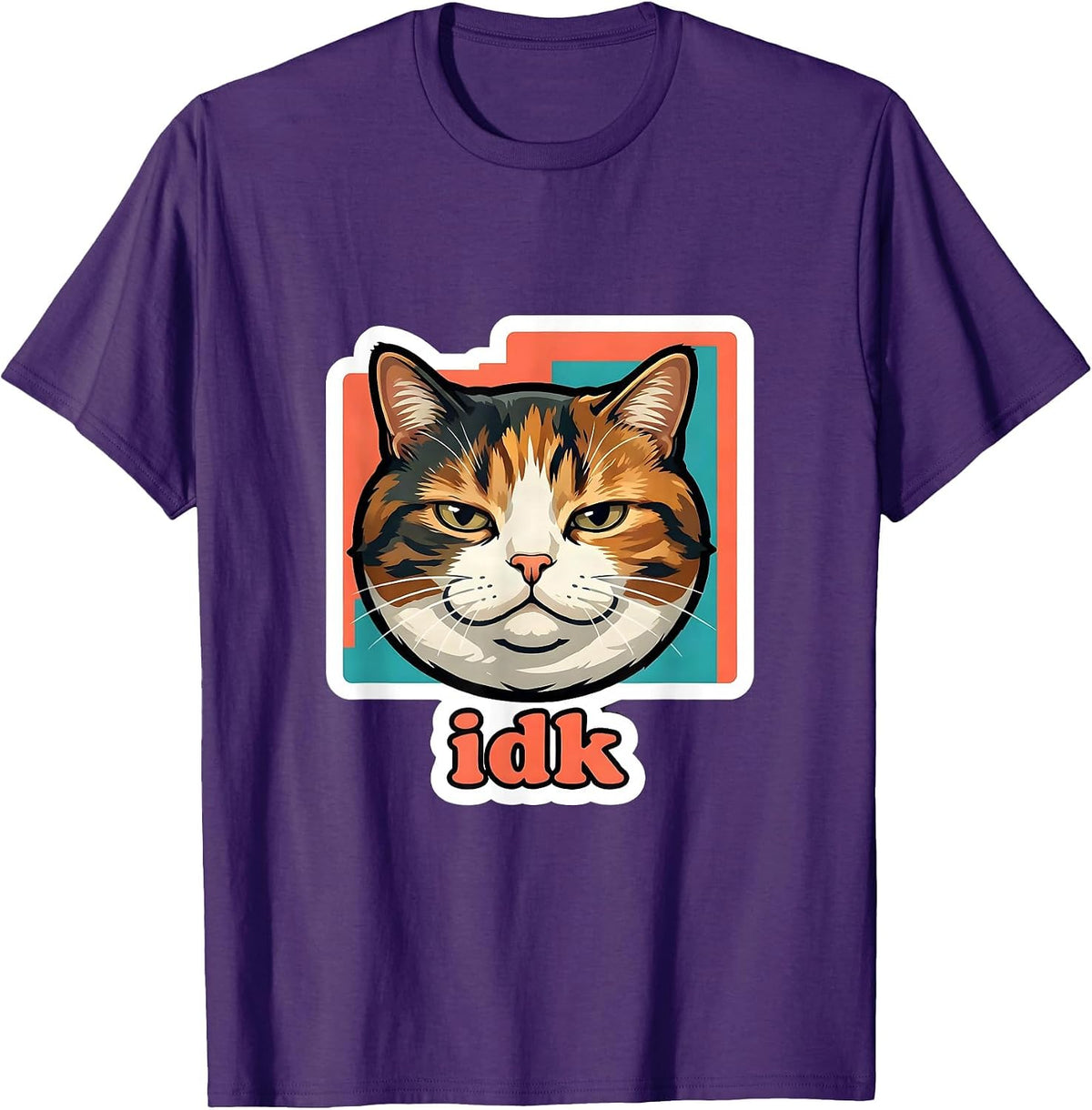 Men's idk Funny Cat Meme Slang For Teens Boys Girls Men Women T-Shirt - Purple