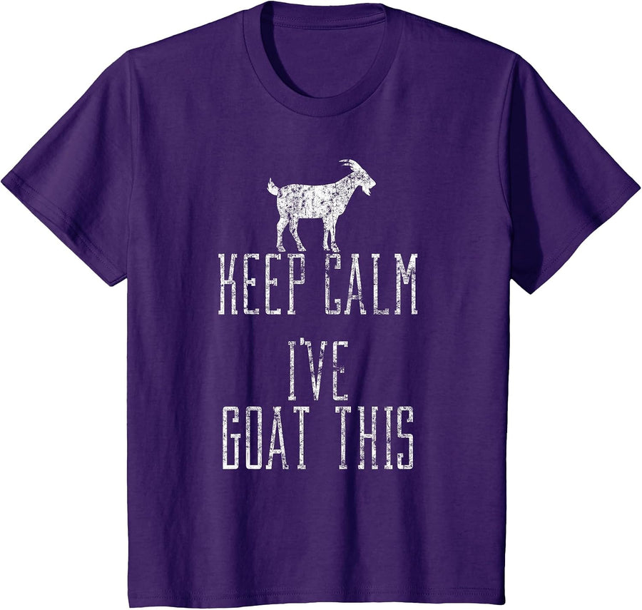 Funny Goat Shirt - Distressed Keep Calm I've Goat This T-Shirt - Purple
